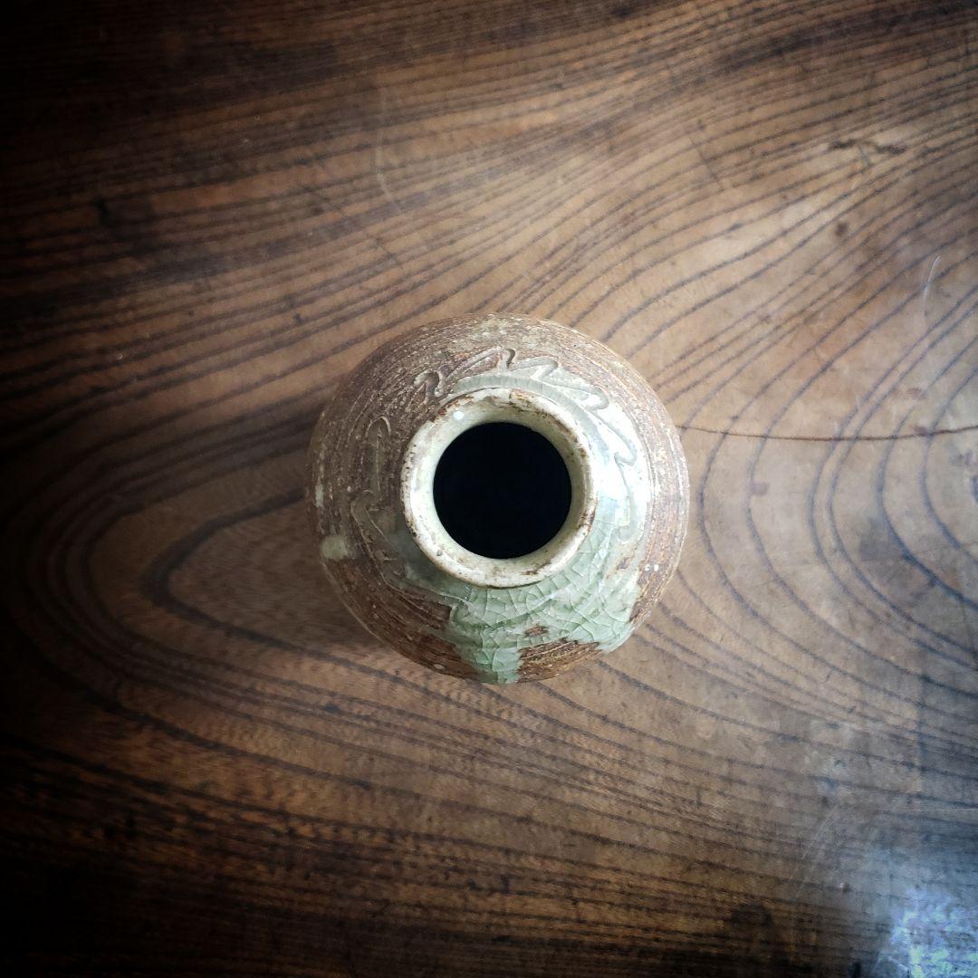 花瓶　花器　徳利　作家物　在銘　ろくろ目　フラワーベース　一輪挿し