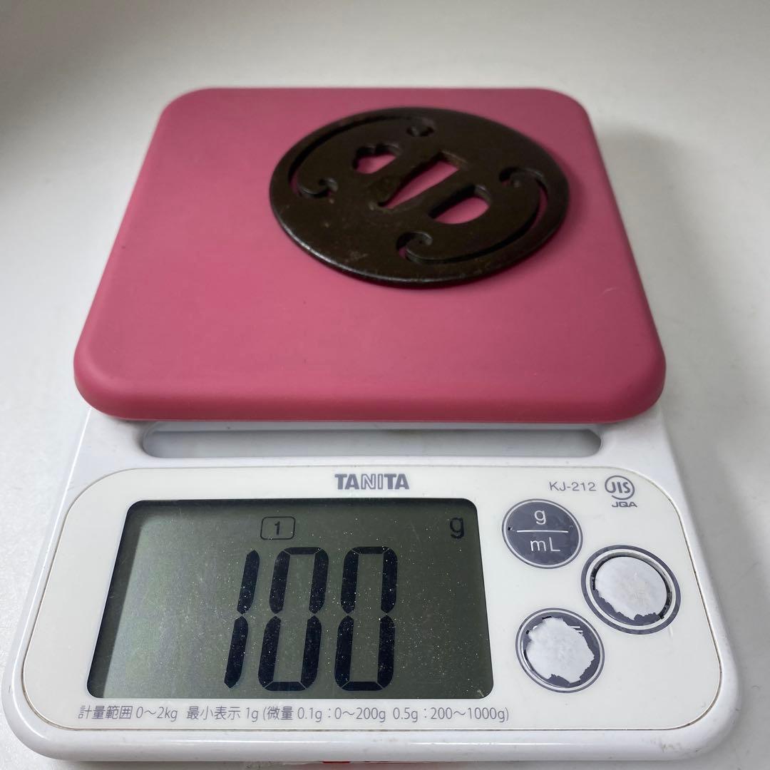 江戸時代　銖製　鍔　7.6×7.6㎝　100g トヒチ　東な7-0304☆2F