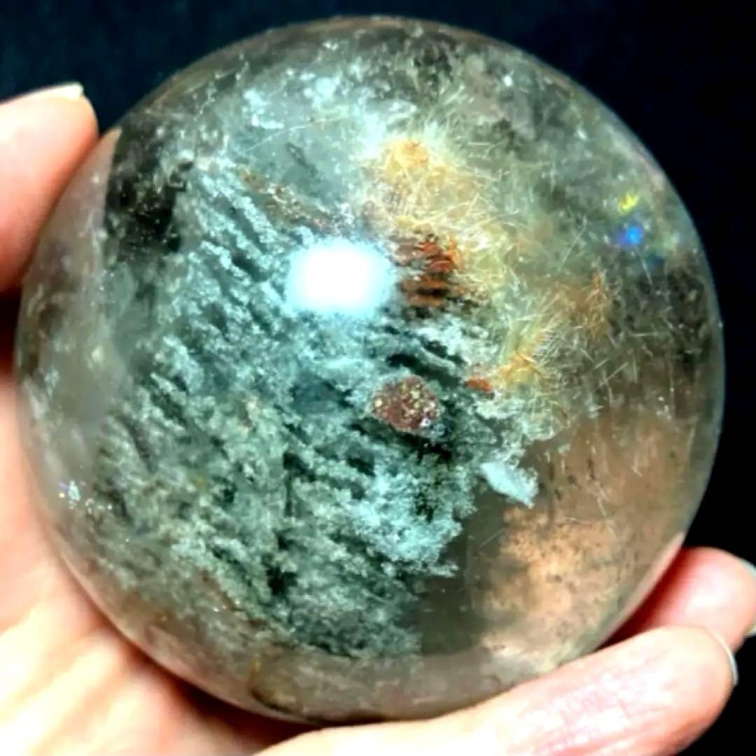 超大玉　68mm ゴールドルチルファントムクォーツ　金針水晶　パワーストーン