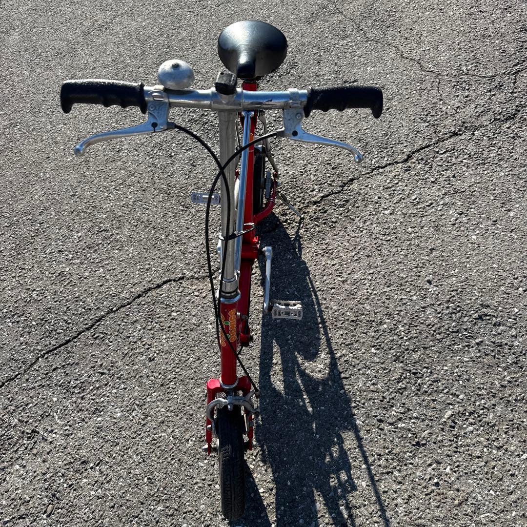 ブリヂストン、折りたたみ自転車 赤 スチールフレーム￼、ワンタッチピクニカ、