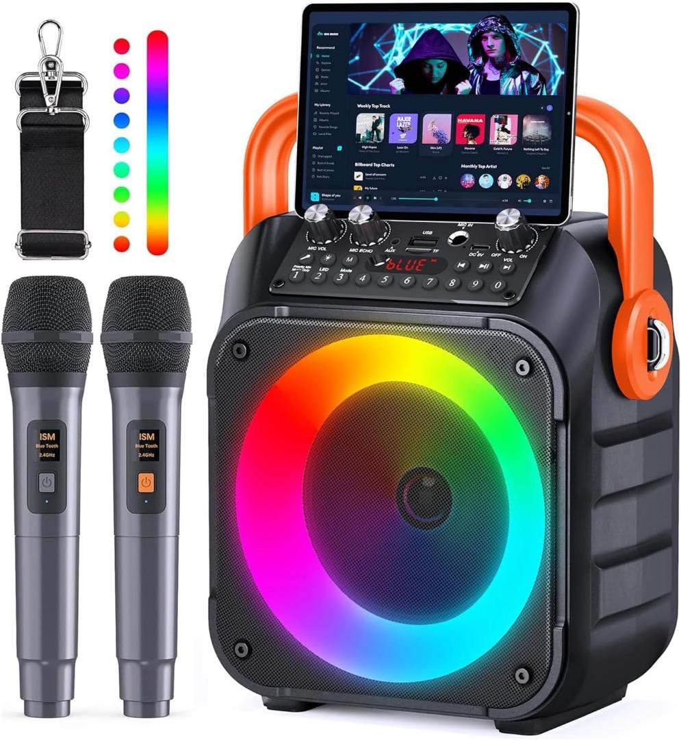 ✨大特価✨カラオケセット 拡声器 スピーカーセット 家庭用 ワイヤレスマイク2本