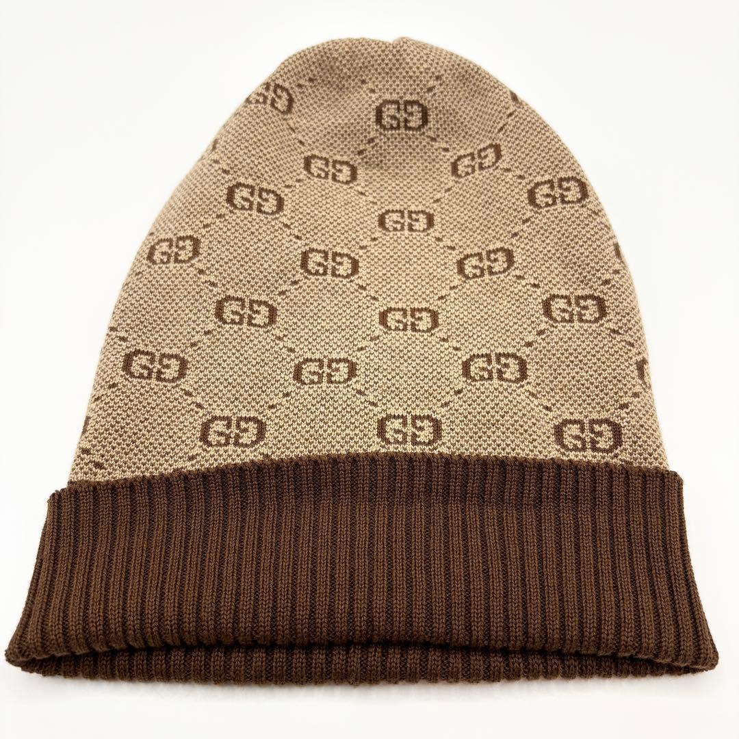 GUCCI グッチ GG ニット帽 Lサイズ ベージュ ブラウン系 ユニセックス