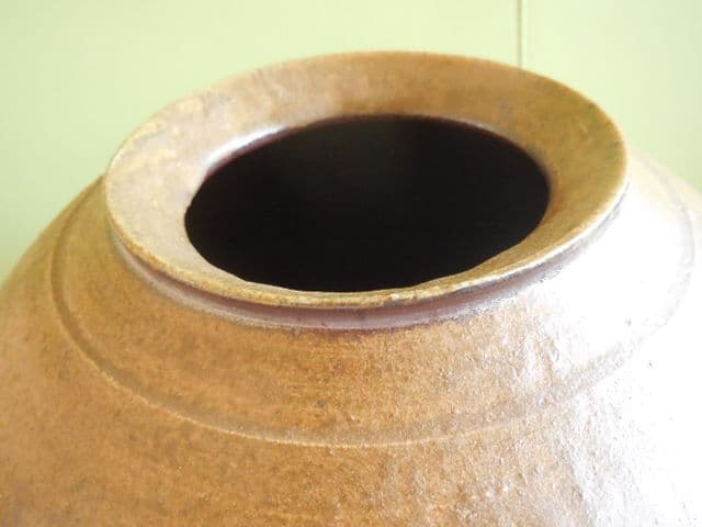 遺品整理品 備前焼 瑞穂作 壺 丸型壺 花器 花瓶 桐箱 古美術 華道 茶道