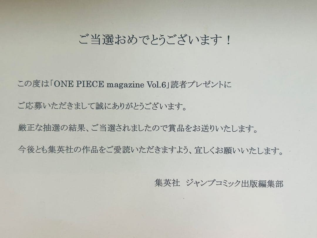 ワンピースマガジンVol.6当選品★特製クリアファイル★２種セット★ルフィ★ゾロ