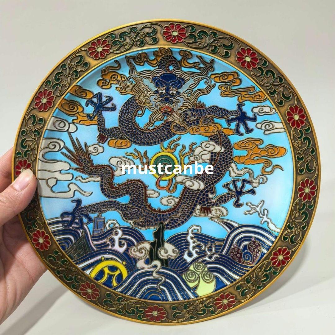 銅制 飛竜天琅彩竜盤 客間 玄関 開運 風水 工芸品 置物