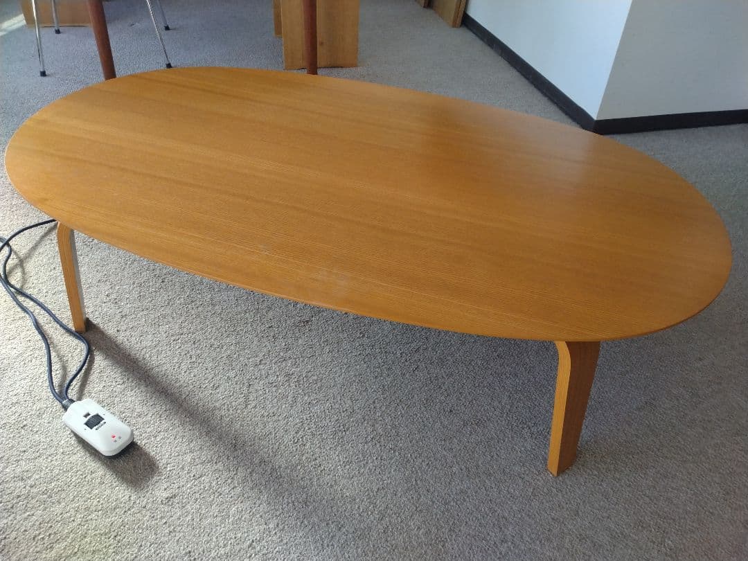 【訳あり】MUJI無印 オーク材楕円こたつ大ローテーブル机座卓センター