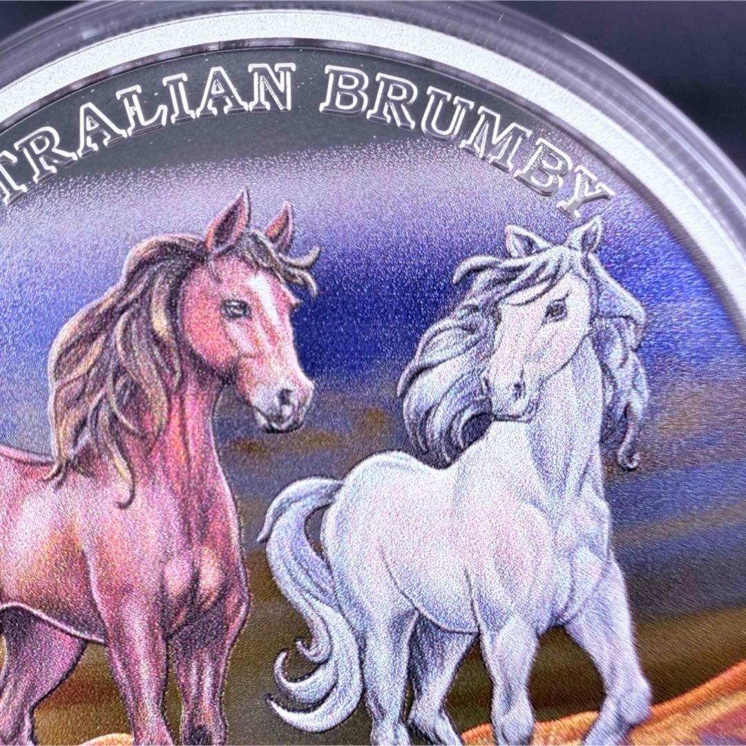 銀貨 ブランビー 野生馬 カラー プルーフ 純銀 保証書 1500枚限定