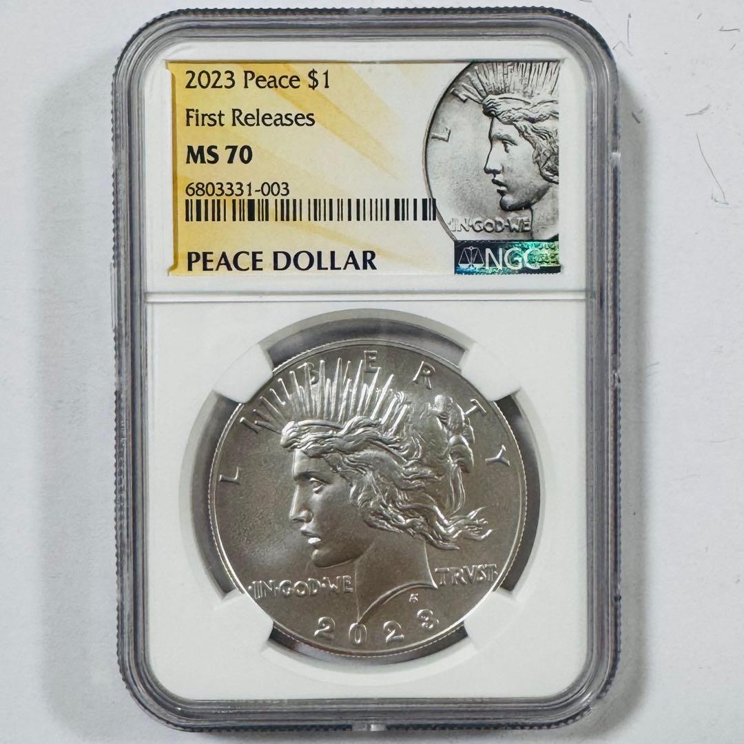 アメリカ2023年ピース1ドル銀貨 NGC MS70