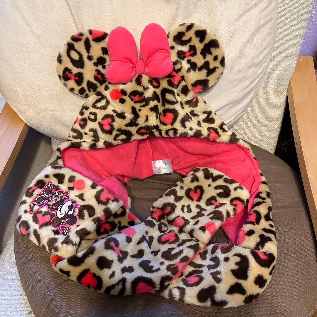 ディズニー　ミニー　マフラーキャップ ヒョウ柄　　レオパード