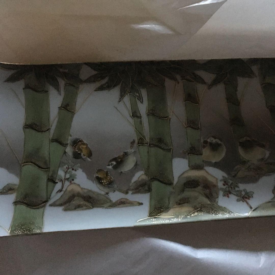 長皿 竹ニ雀の図