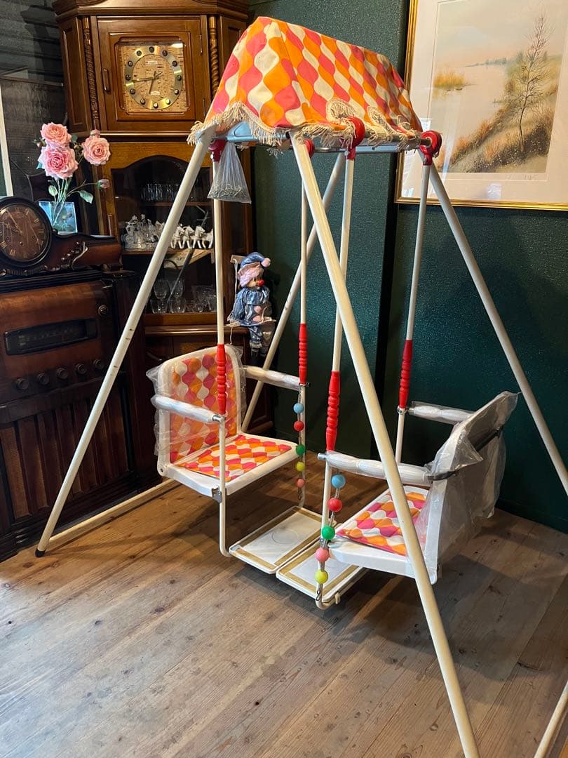 対面式 ブランコ ガーデン レトロポップ 昭和レトロ 当時物 インテリア