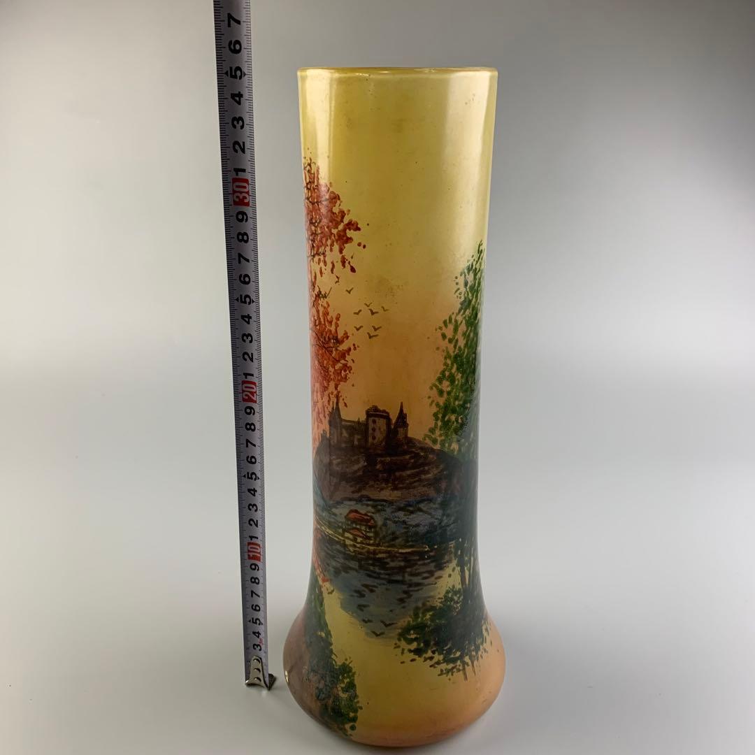 ガラス 花瓶 花器 在銘 硝子アンティーク 飾壺 西洋美術 ガラス工芸