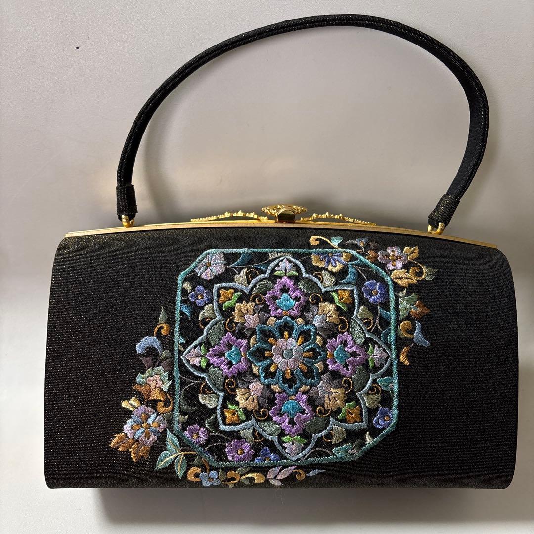 名門【逸品】長艸刺繍　手刺繍　和装バッグ　作家物