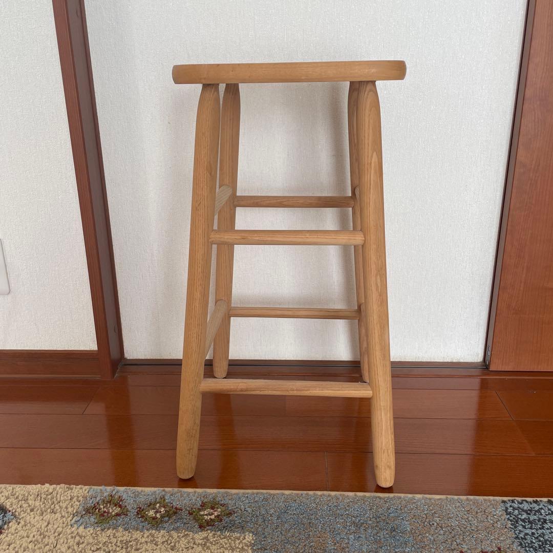 【キャトルセゾン】　天然木　木製ハイスツール
