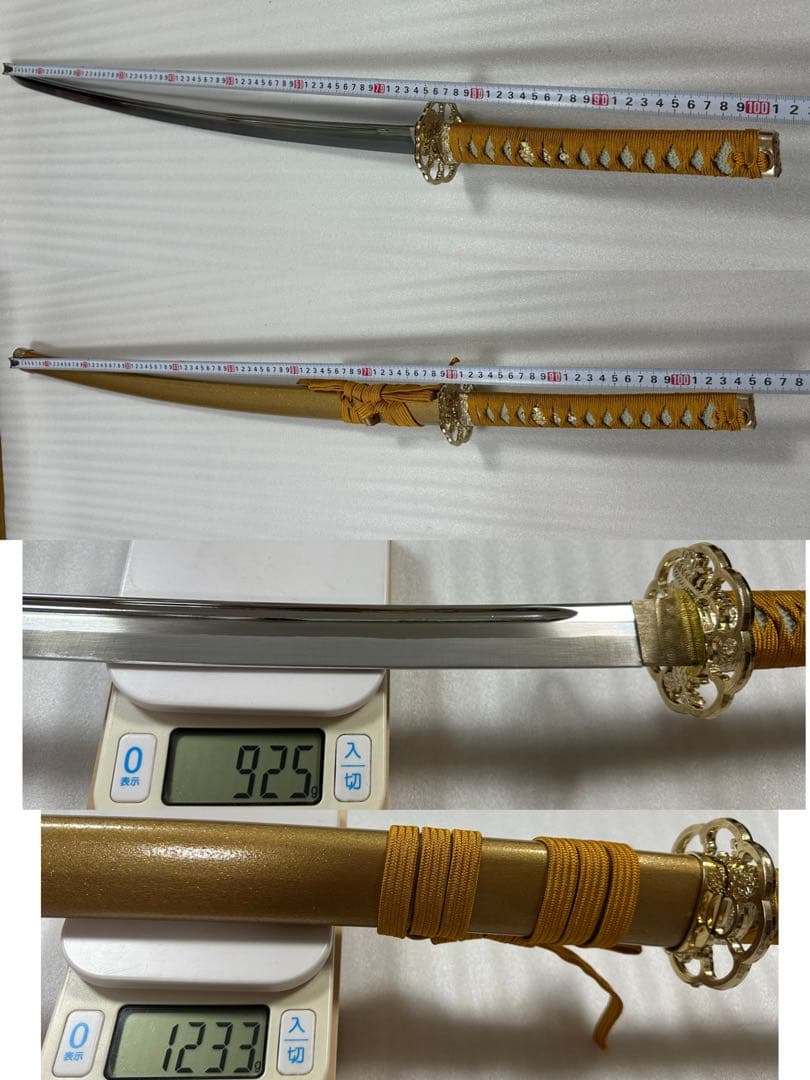 新品 模造刀　打刀 金鞘　コスプレ 鞘付き長さ約105cm 26A3