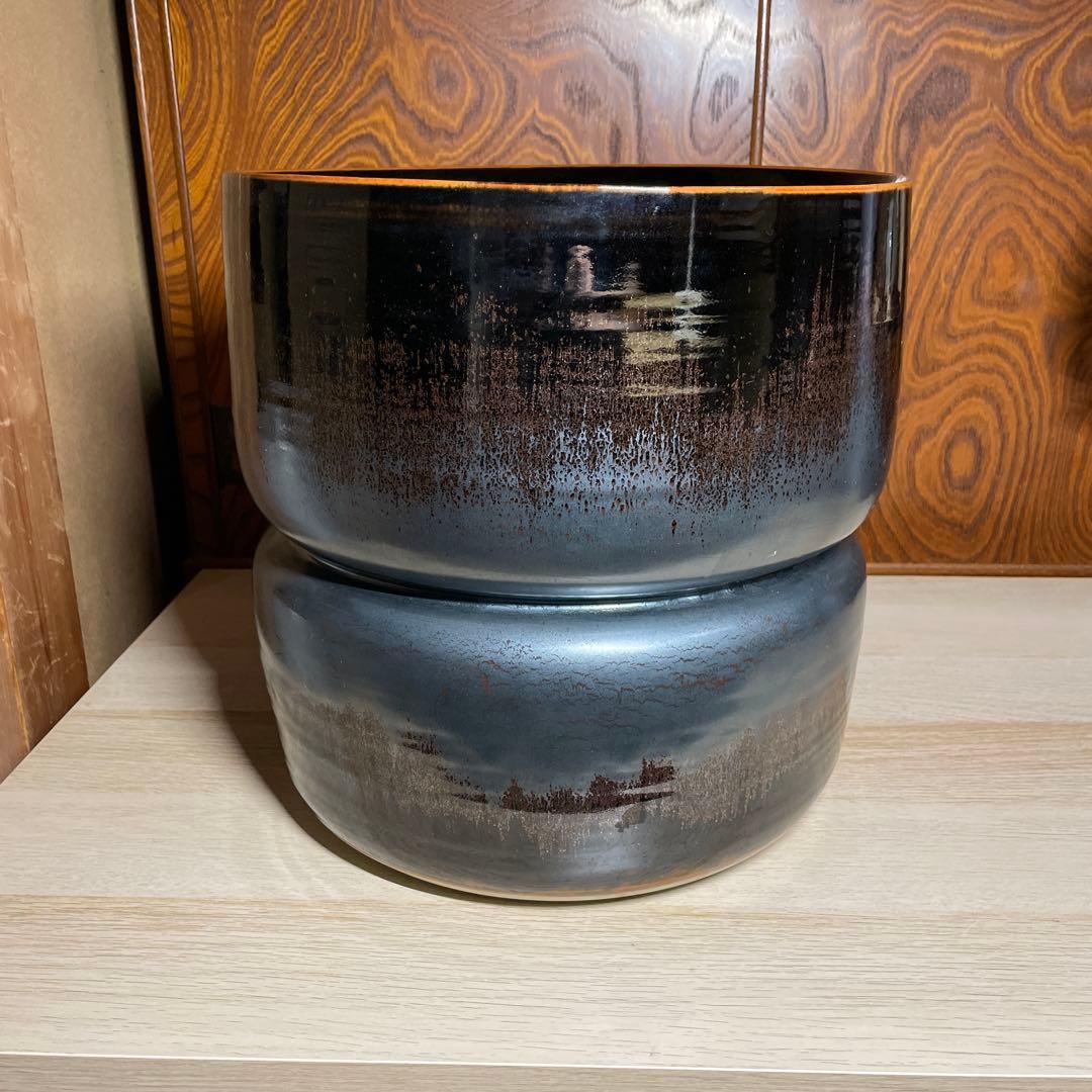 個展出品大作　青木龍山　天目曙光大花器　箱なし