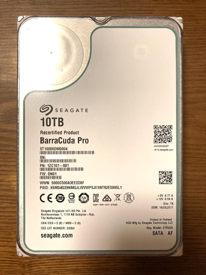 Seagate ST10000DM0004（HDD 3.5インチ 10TB）