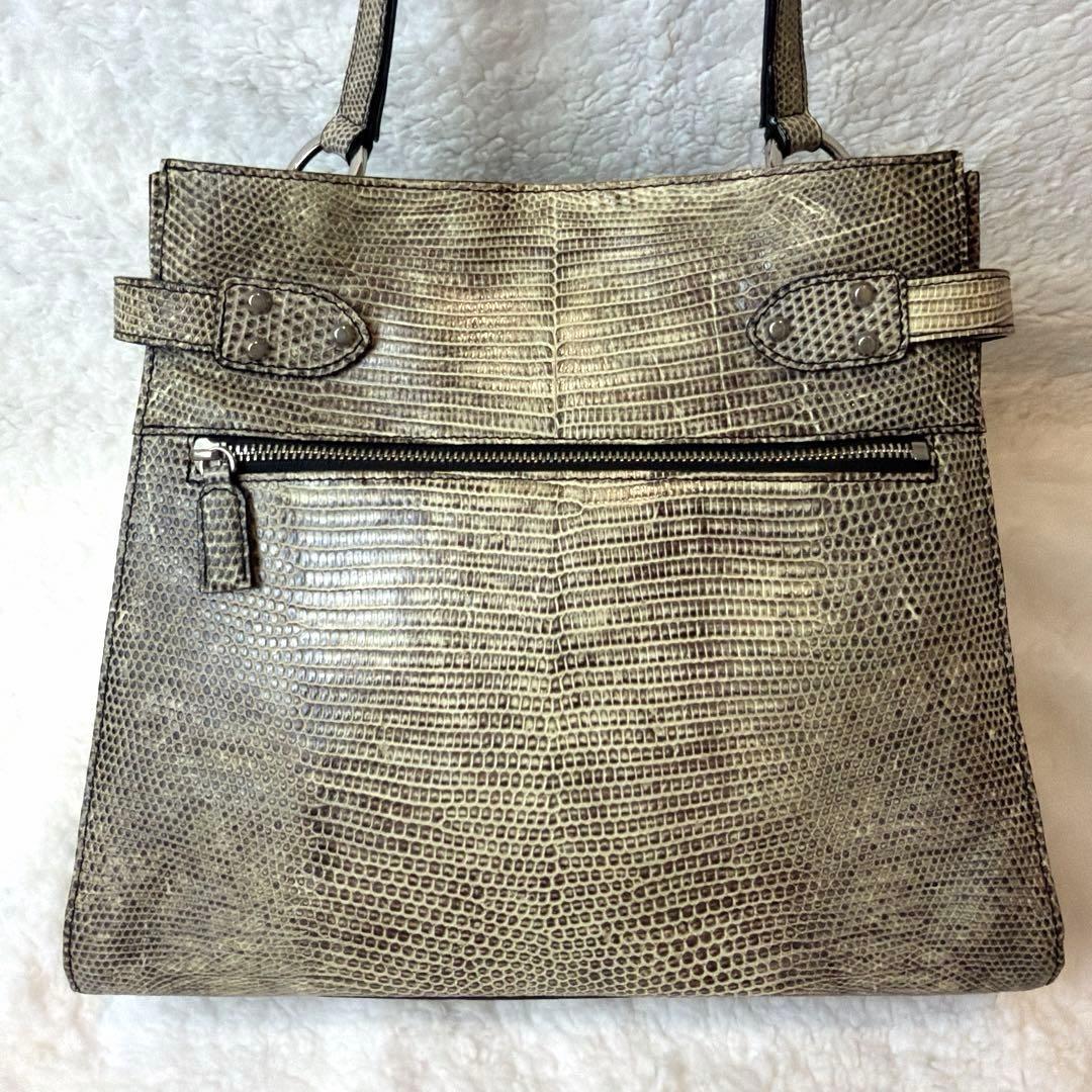 【極美品・JRA認定】リザードレザー ハンドバッグ トカゲ革 日本製 191