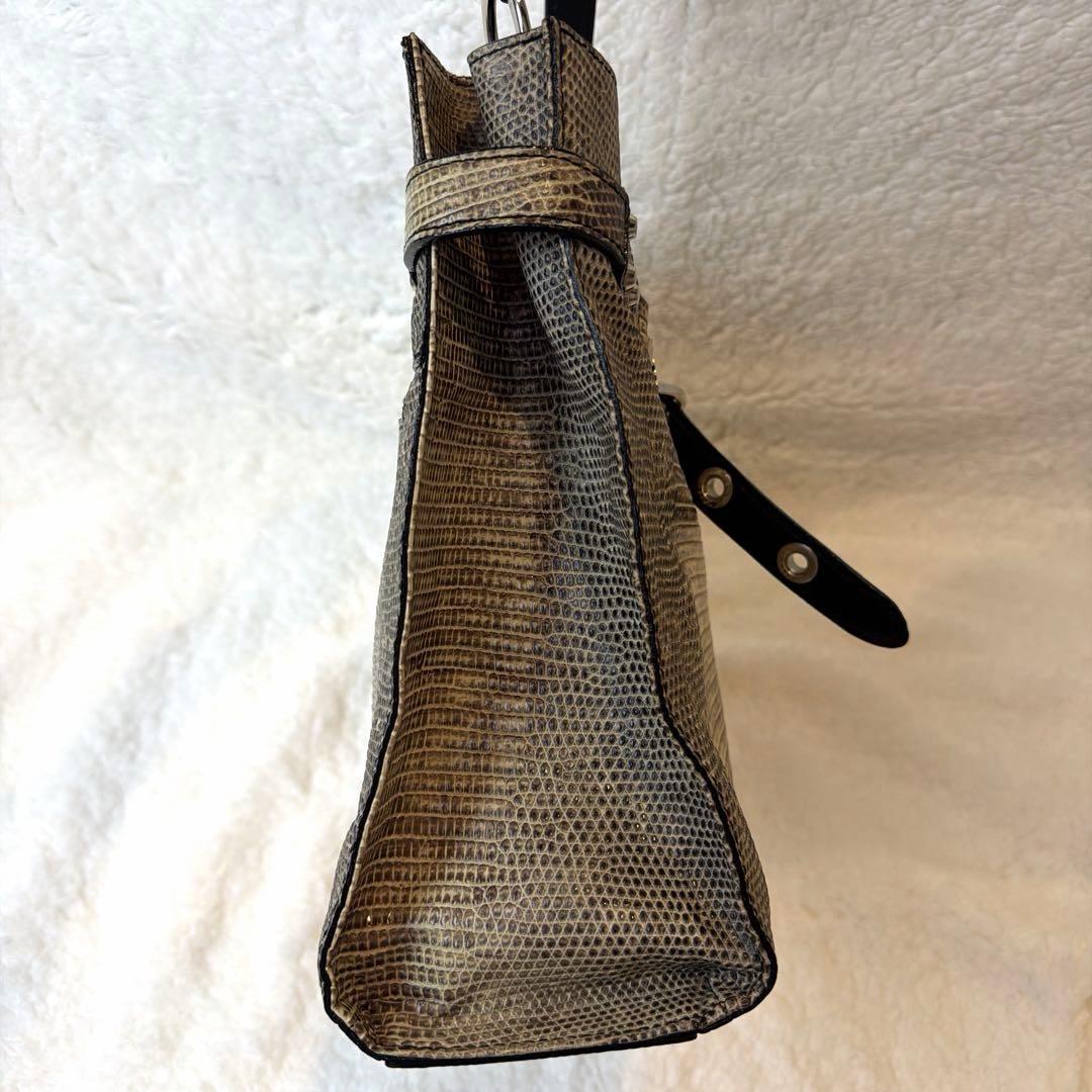 【極美品・JRA認定】リザードレザー ハンドバッグ トカゲ革 日本製 191