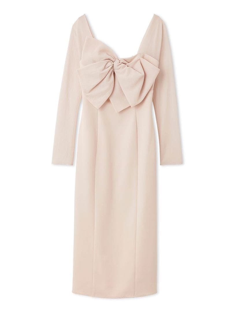 snidel スナイデル オフショルリボンドレス PBEG ピンクベージュ