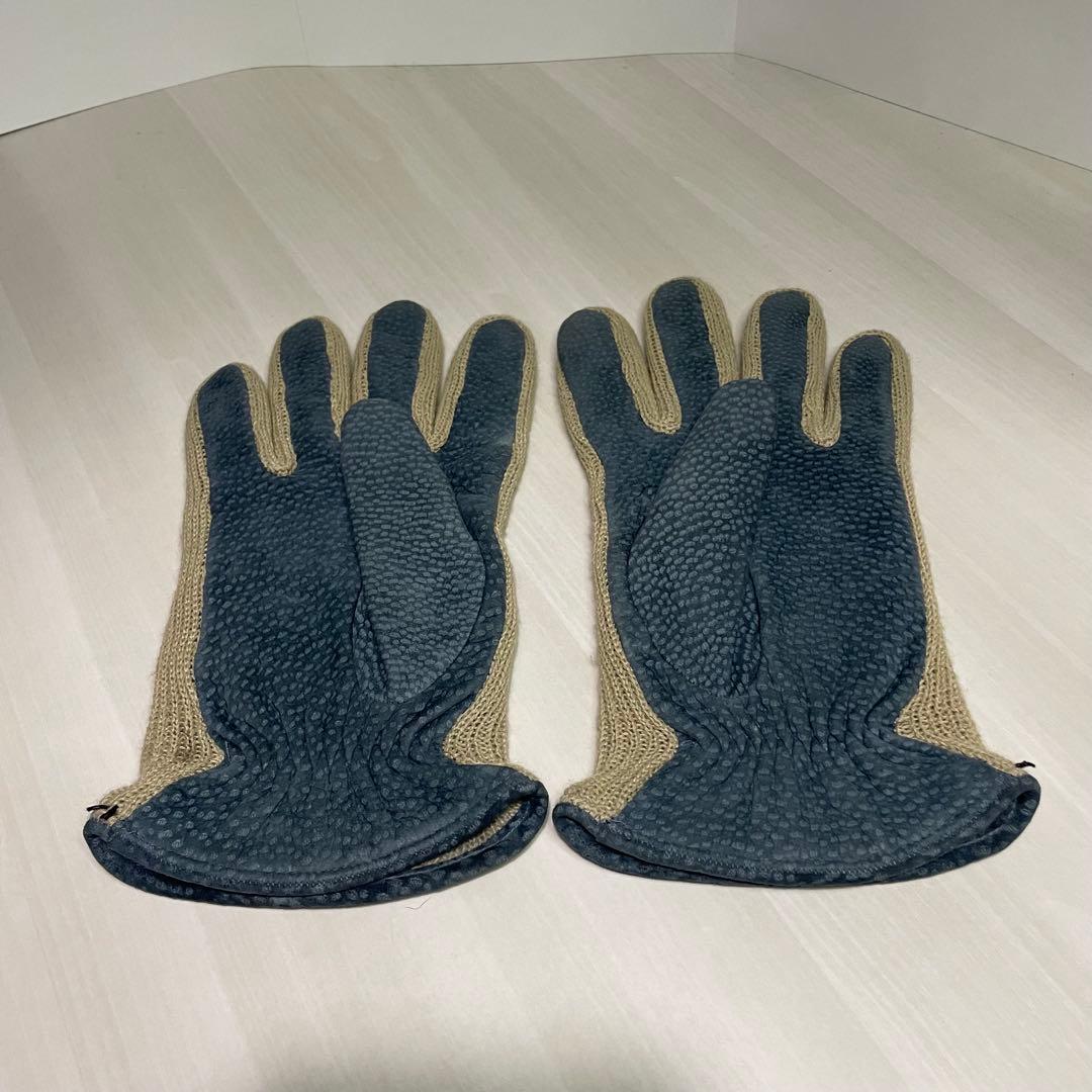 美品☆アルポ☆手袋☆ブルー☆カピバラレザー☆カシミヤ☆