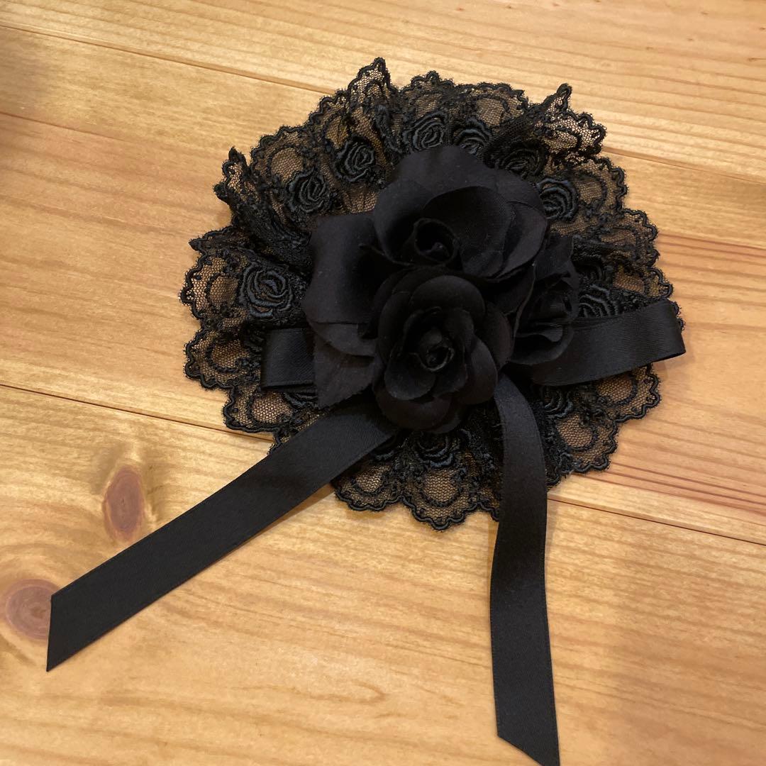 ロゼットヘッドドレス　メアリーマグダレン　ブラック/ブラック