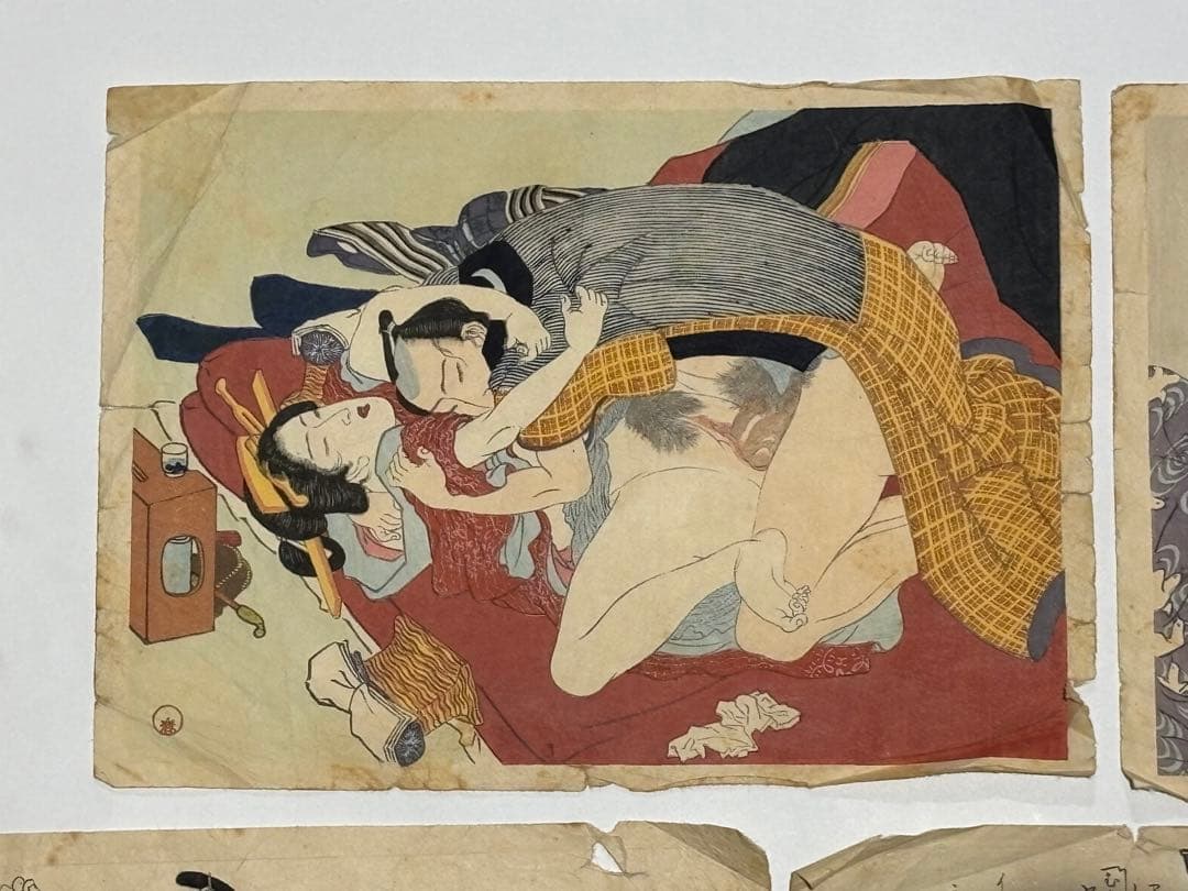 「明治期頃 彩色木版画 春画」5枚|艶本 浮世絵 和本 歌川国貞 木版刷り