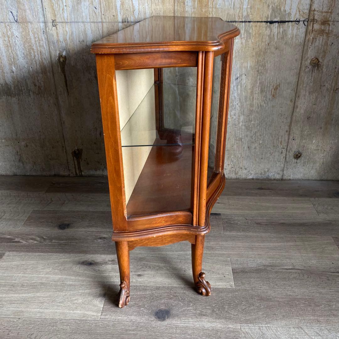 ヴィンテージ ガラスキャビネット　猫脚キャビネット　サイドボード