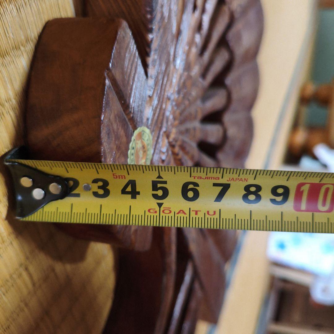 屋久杉 飾り扇 幅54cm 大型 壁掛け 彫刻 結び紐 木工芸品