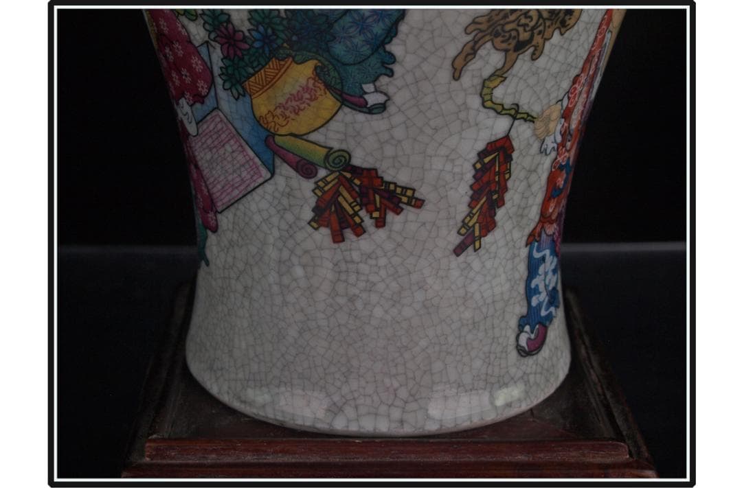 中国 清時代　在銘手描き花瓶 美術品　激安骨董品古美術 DE978B14-2