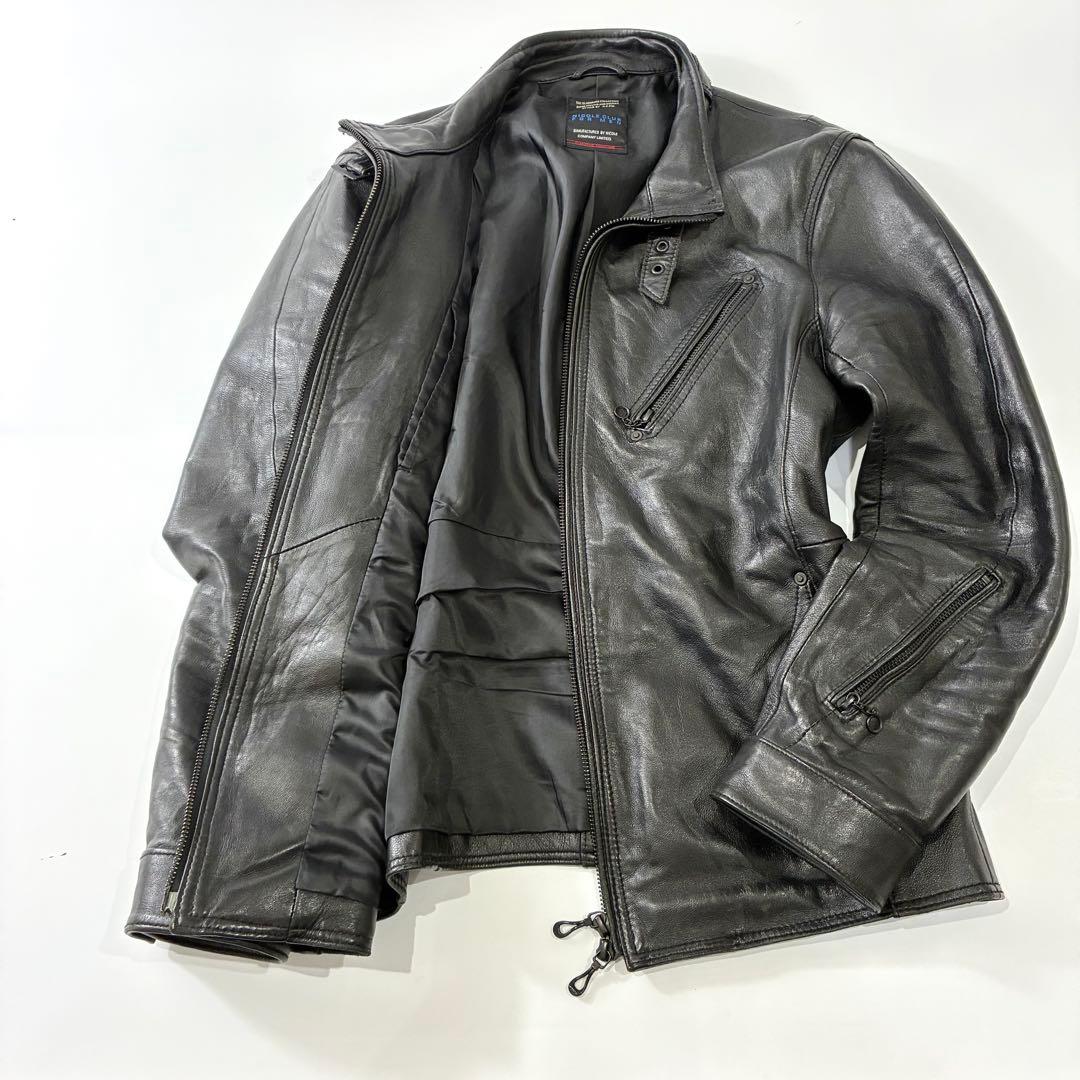 美品 ニコル シングルライダースジャケット ラムレザー ブラック 48 L