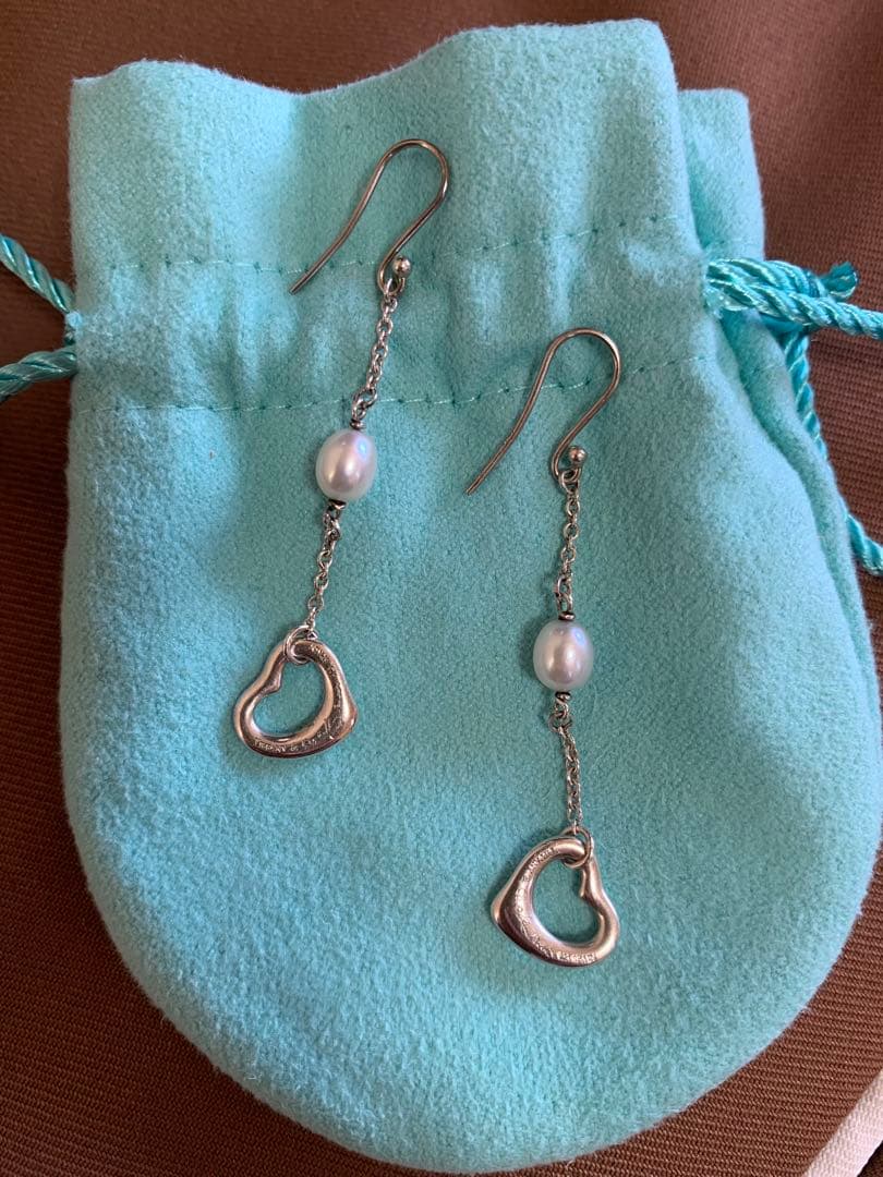 ティファニーオープンハートパールピアスシルバー925 希少デザイン