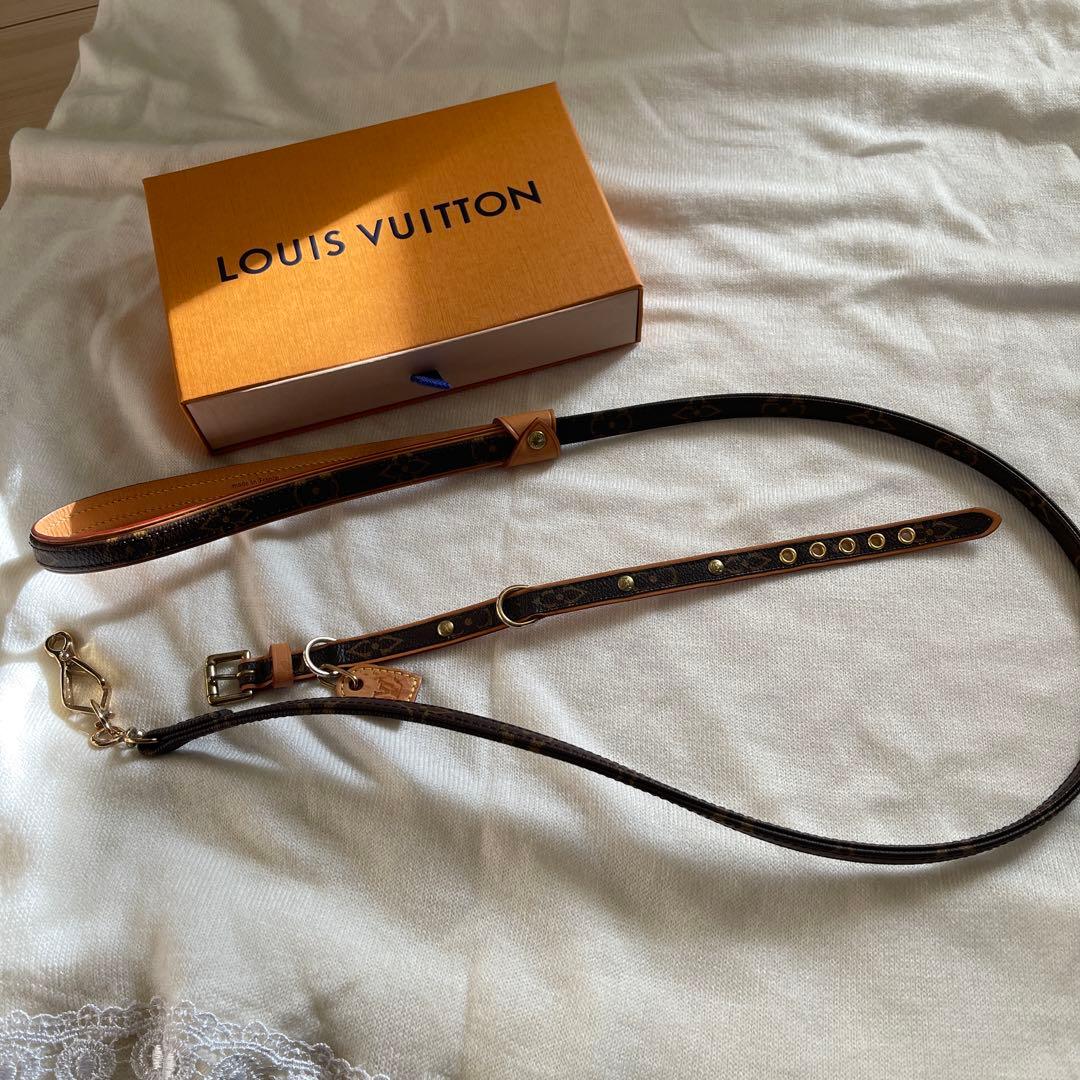 LOUIS VUITTON ブラウンレザー首輪