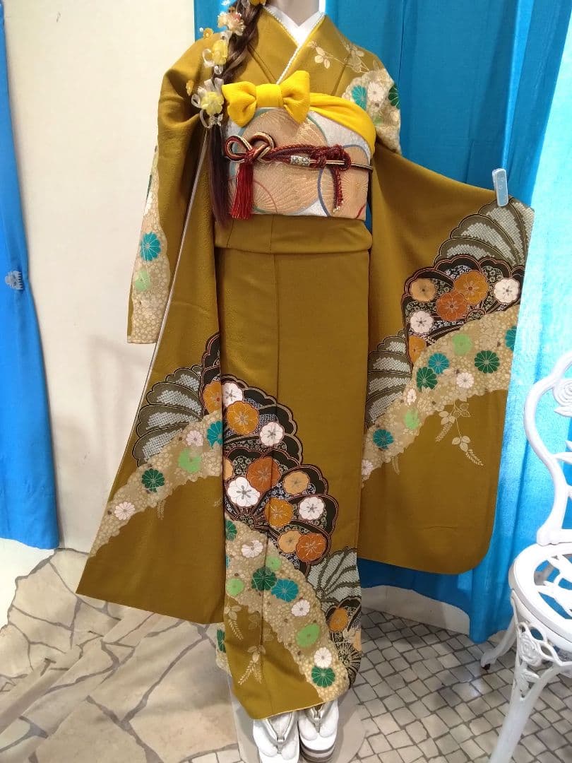 超お得】振袖フルセット、正絹、重ね衿帯揚げ帯締め、西陣袋帯、ガード加工