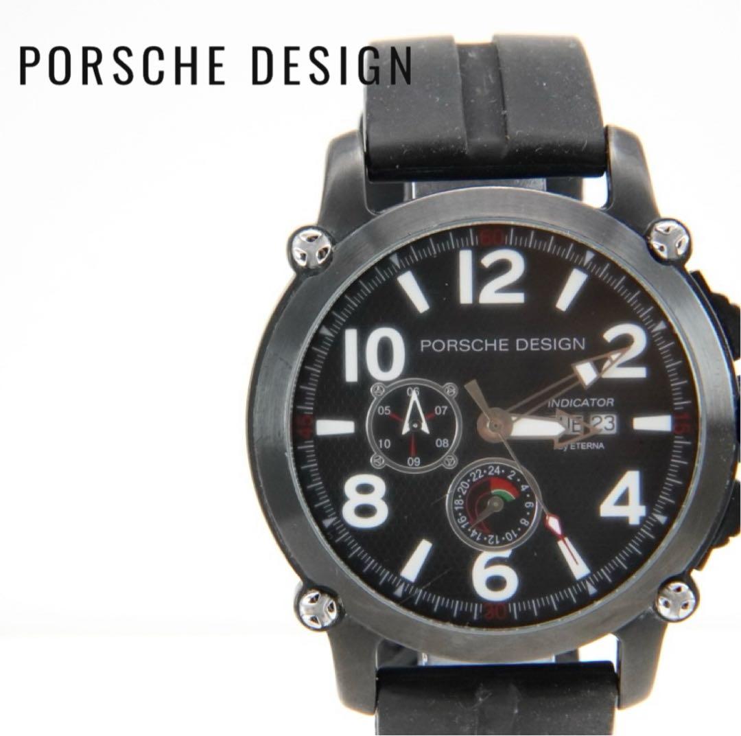 ポルシェデザイン クロノグラフ 黒文字盤 自動巻き ラバーベルト メンズ 腕時計