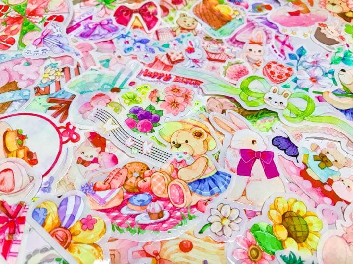 可愛いい❤️❤️フレークシール( ⸝⸝•ᴗ•⸝⸝ )うさくまのピクニック♡♡春