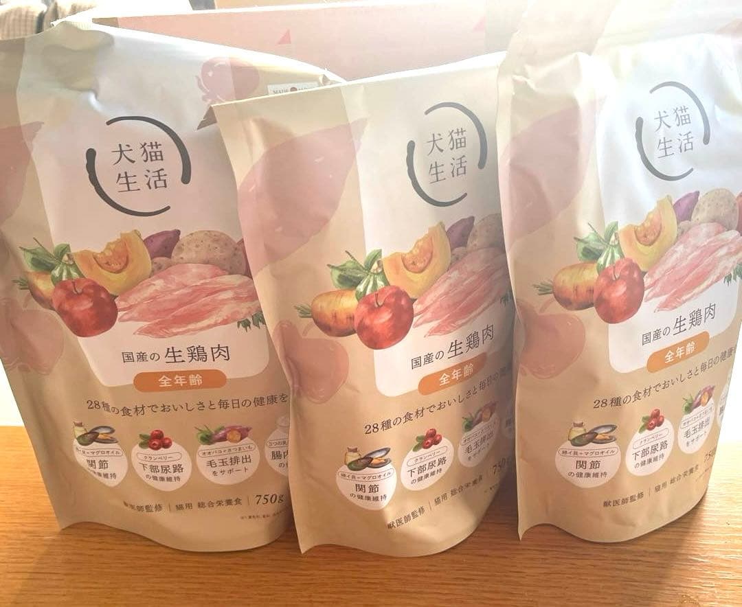 犬猫生活　国産　無添加　全年齢　生鶏肉 ドライキャットフード 750g 3袋