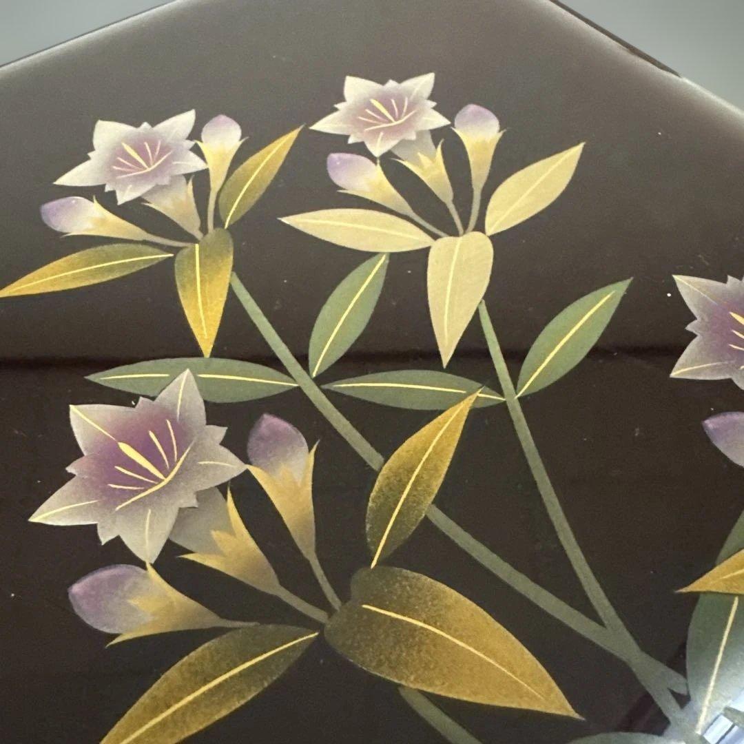 溜うるし塗　竜胆(りんどう)蒔絵　宝石箱　伝統工芸　木曽漆器　栄雅堂　未使用品