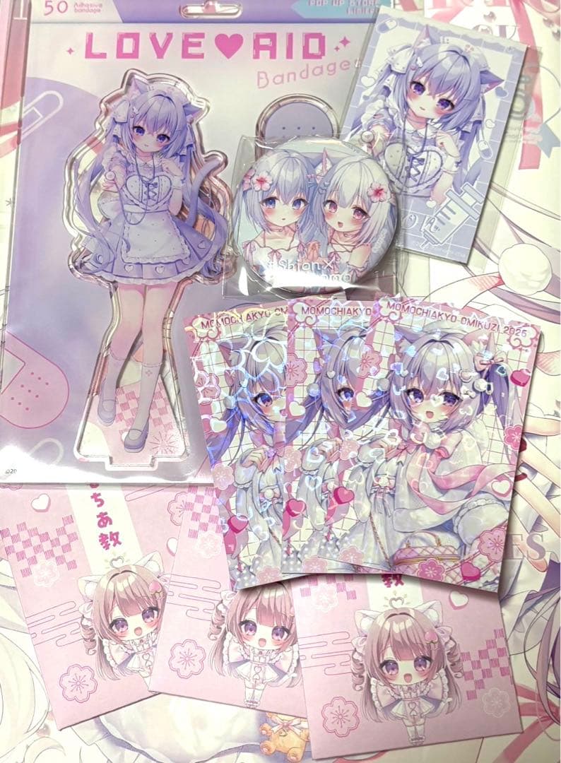 桃稚ちあ アクリルスタンド 缶バッジ ぬいぐるみ カード セット ももちあ教