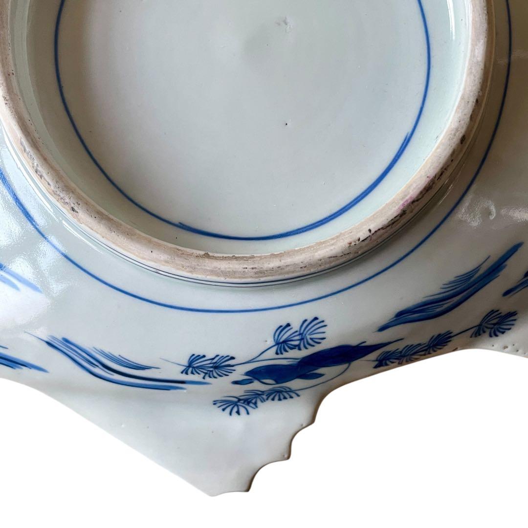 【希少】明治 染付 鯛形皿 恵比寿様 大黒天 検)骨董 古美術 古伊万里 食器