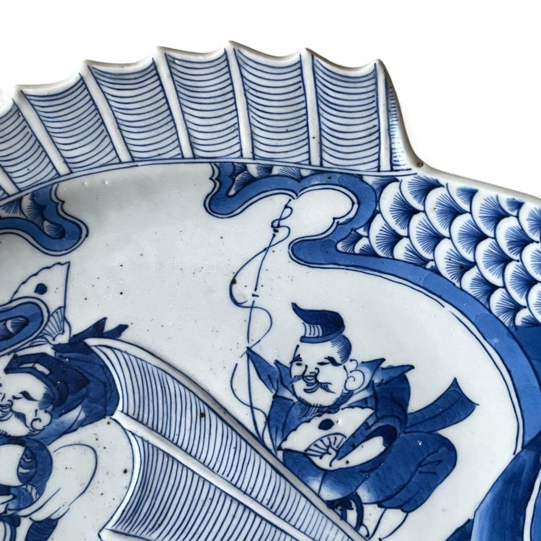 【希少】明治 染付 鯛形皿 恵比寿様 大黒天 検)骨董 古美術 古伊万里 食器