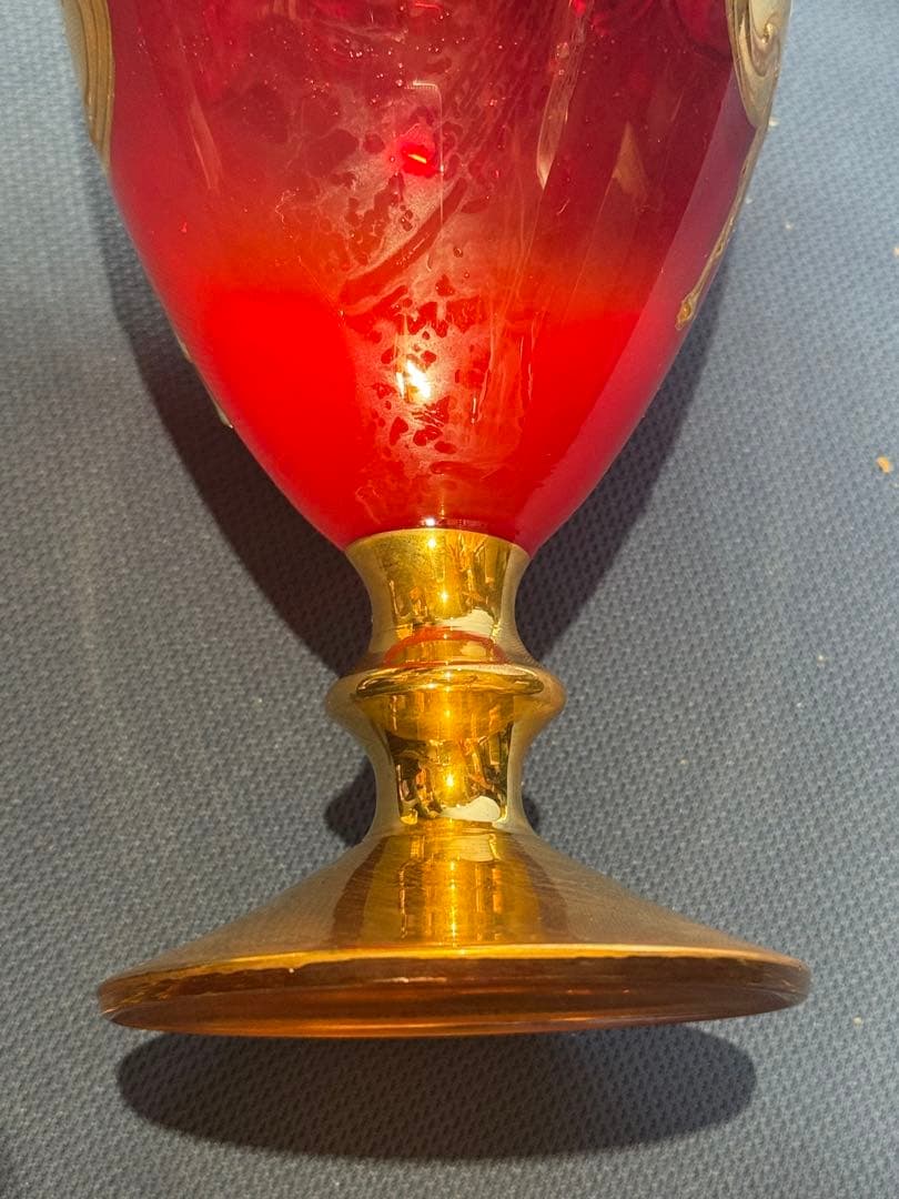 ⚫️伝統工芸品 ムラーノ（ヴェネチアン） ガラス 金彩花瓶