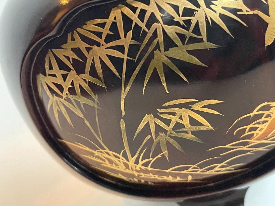 輪島塗 香炉 紫檀 蒔絵 越山 三つ足 山水 阿古陀 漆 金箔 螺鈿細工 骨董