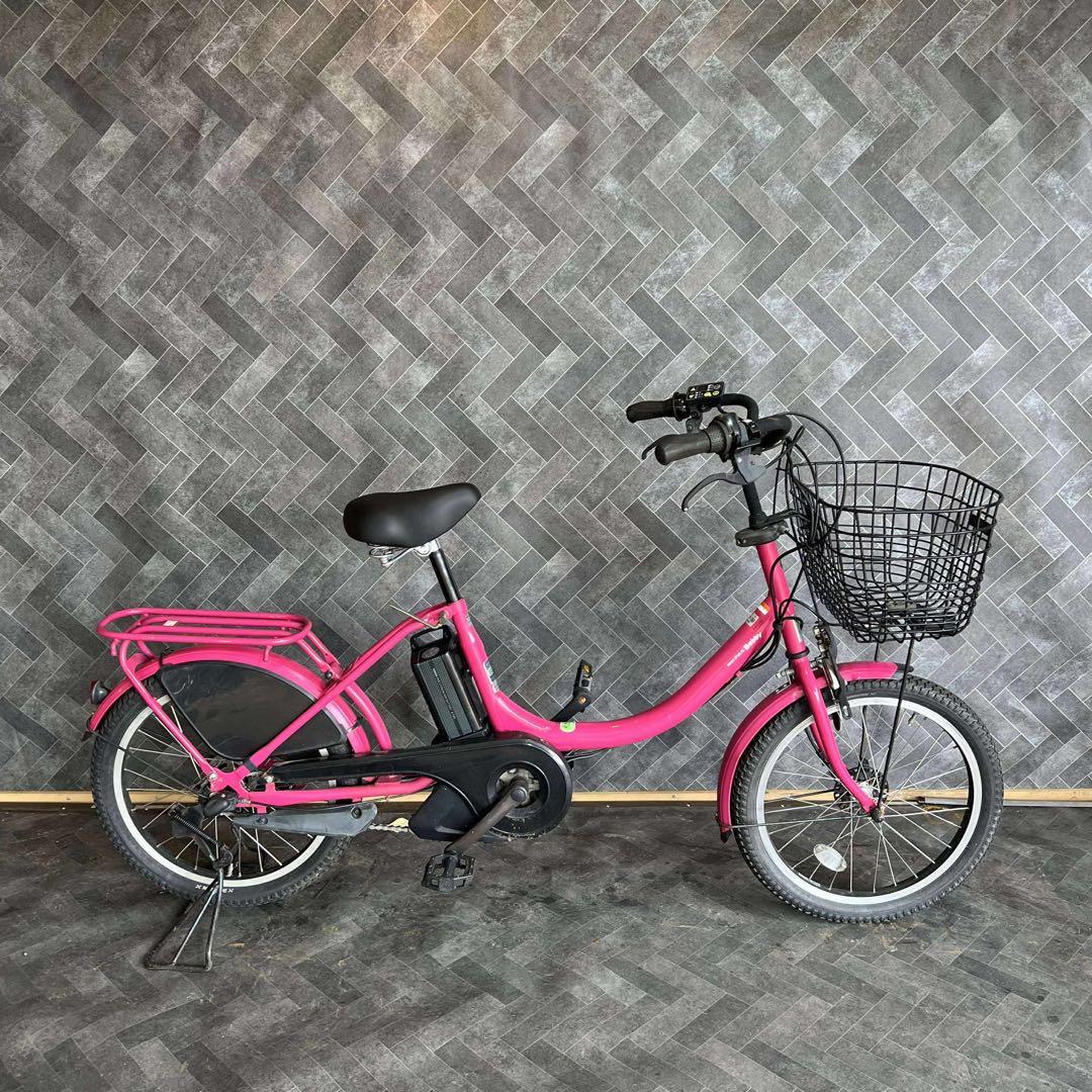 ぽむぽむピンク 電動アシスト自転車 前バスケット付き