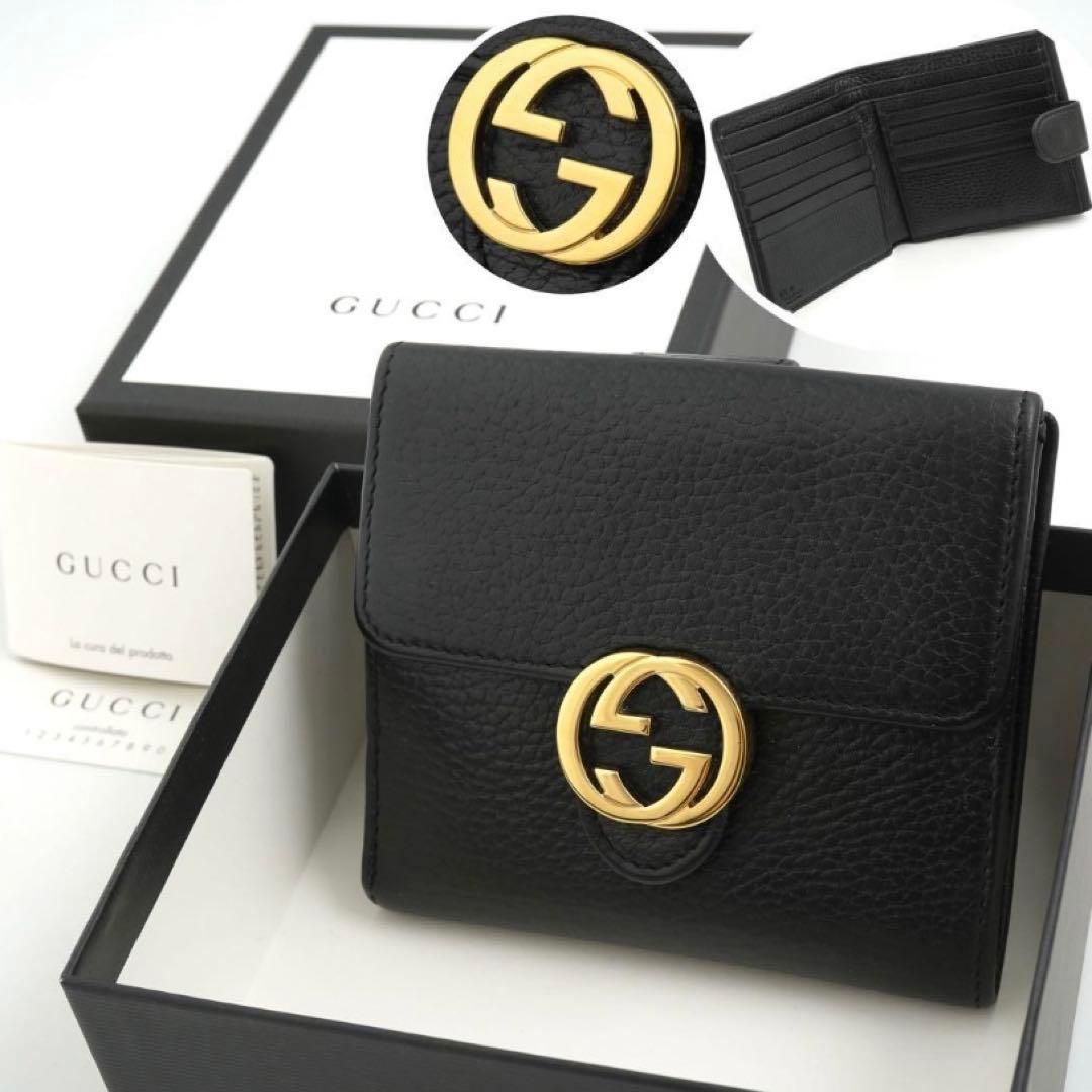 ✨未使用展示品・箱付✨　GUCCI ミニ財布　インターロッキング　二つ折り　GG