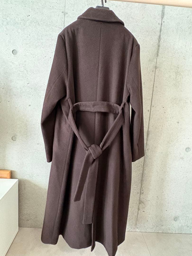 Crewre アジャスタブルウールロングコート ダークブラウン　サイズ1