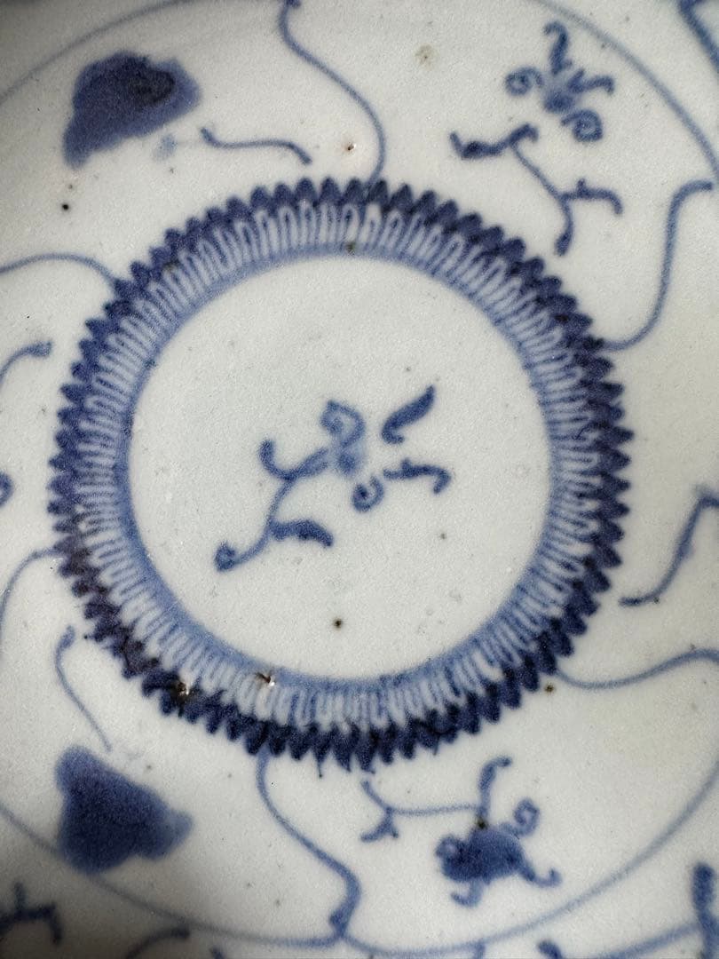 中国美術　清時代　唐草染付皿5枚セット　古美術 骨董品 青花 染付 ①