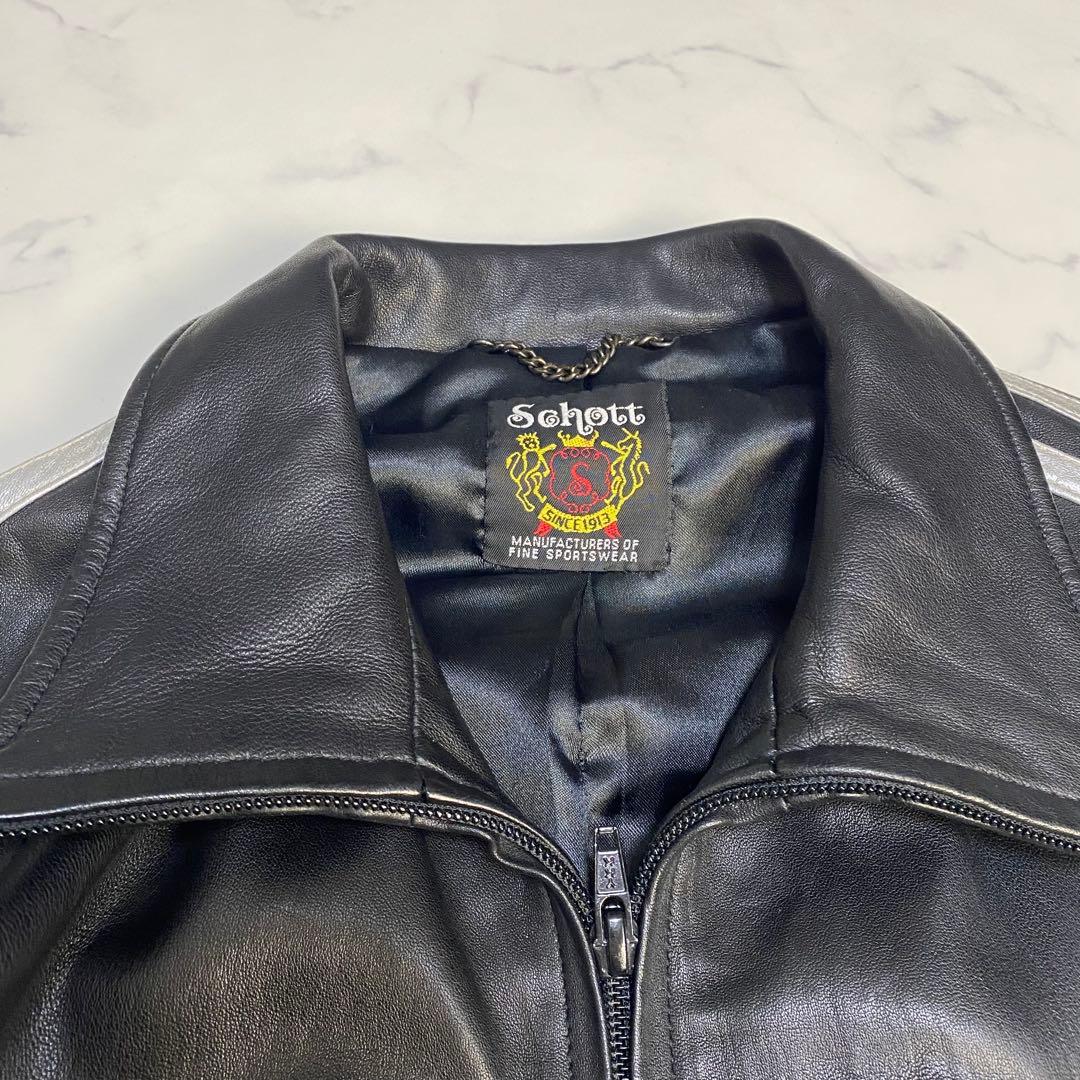 【美品】ショット　トラッカージャケット　M相当　ブラック　レザー　シープスキン