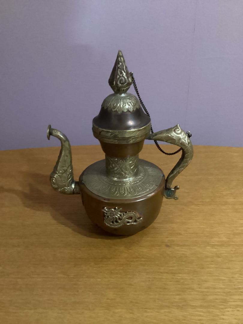 ビィンテージ　水差し　ティーポット　銅　真鍮