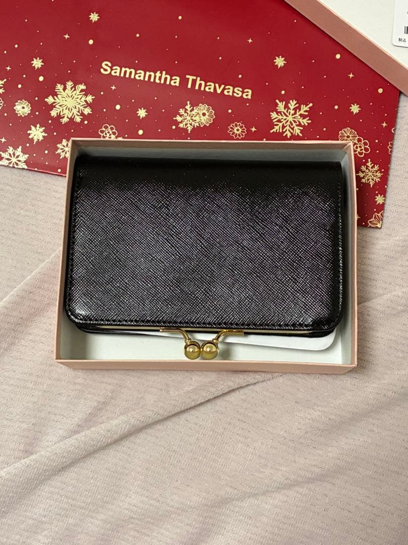 Samantha Thavasa ラメレザービジュー 口金折財布